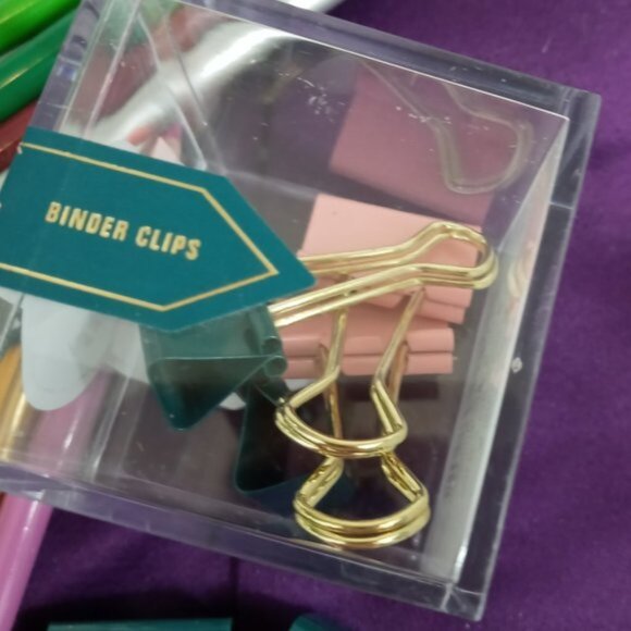 Girl Boss Pink and Green Binder Clips for office - Picture 3 of 3
